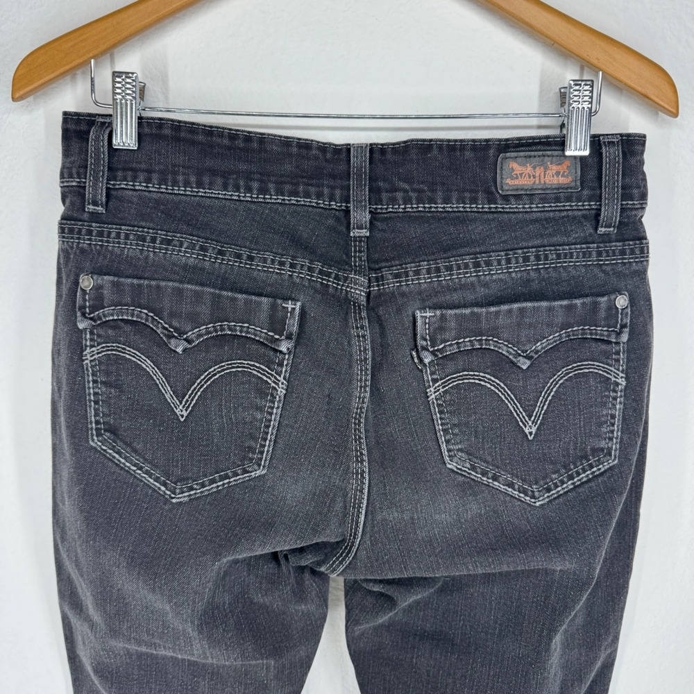 Levis Womens 529 Curvy Straight Jeans‎ Western Black Wash Size 12 Faded Denim
